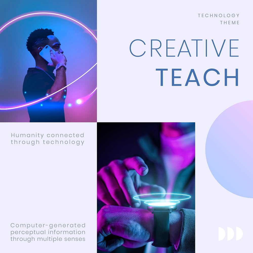 Creative teach Instagram post template, tech business vector
