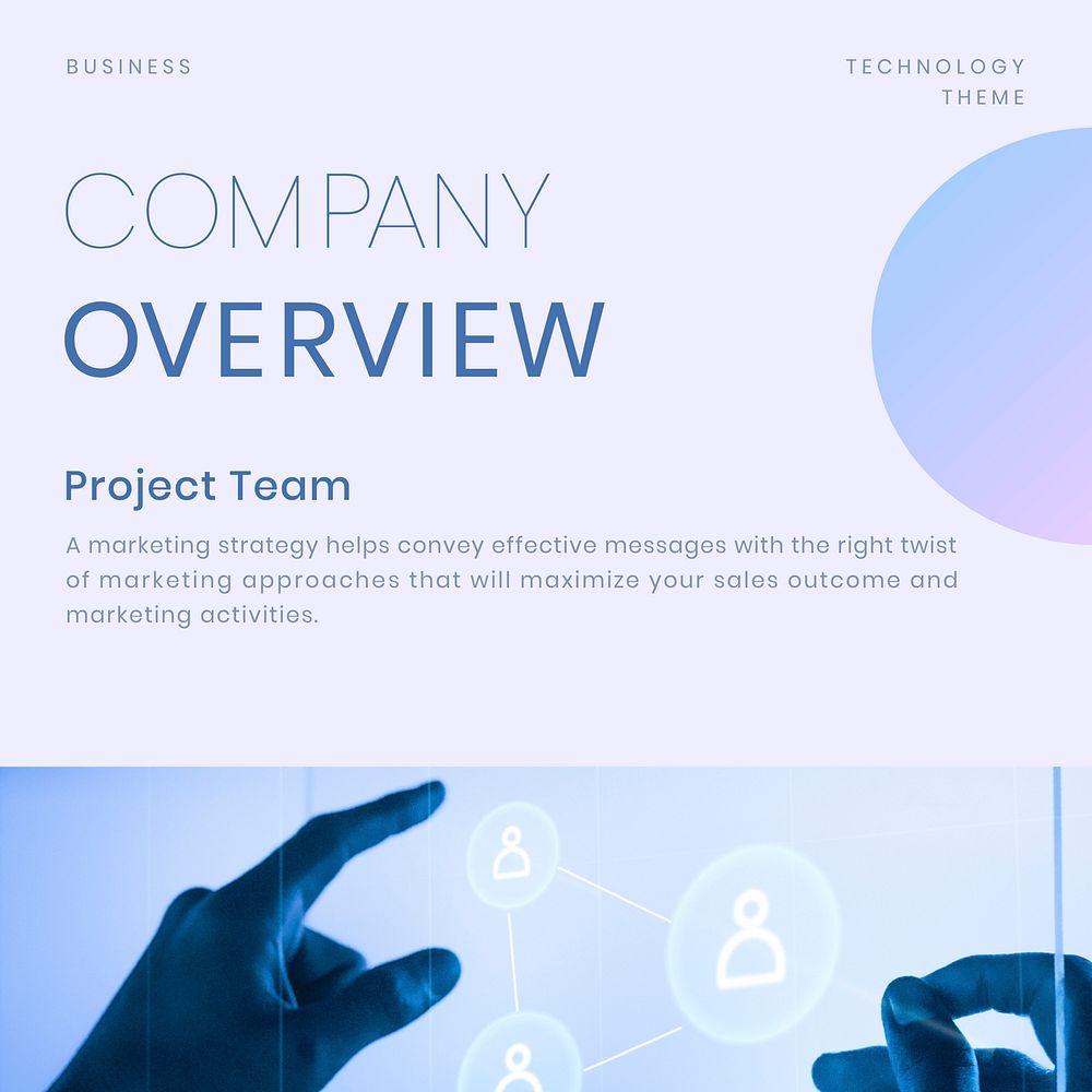 Company overview Instagram post template, tech business vector