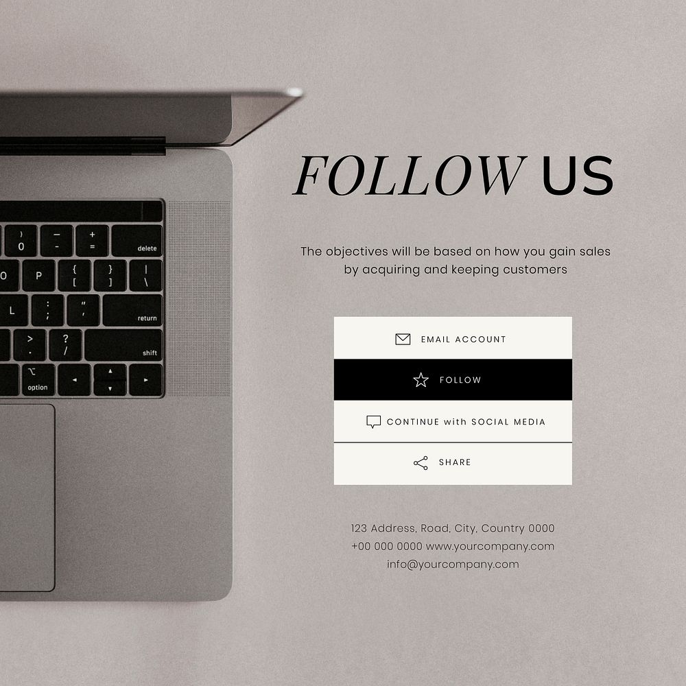Follow us Instagram post template, business branding vector