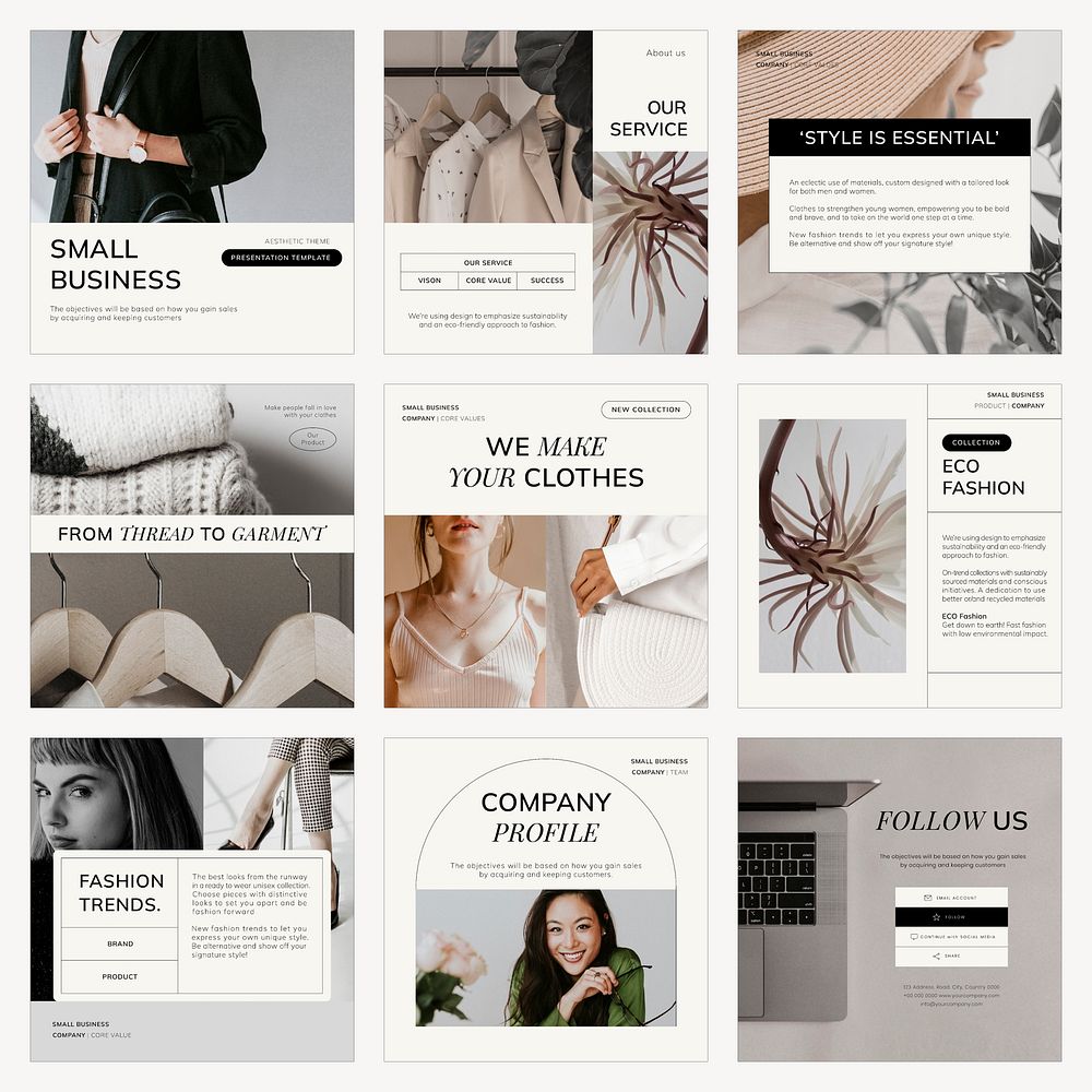 Fashion business Instagram post template set vector