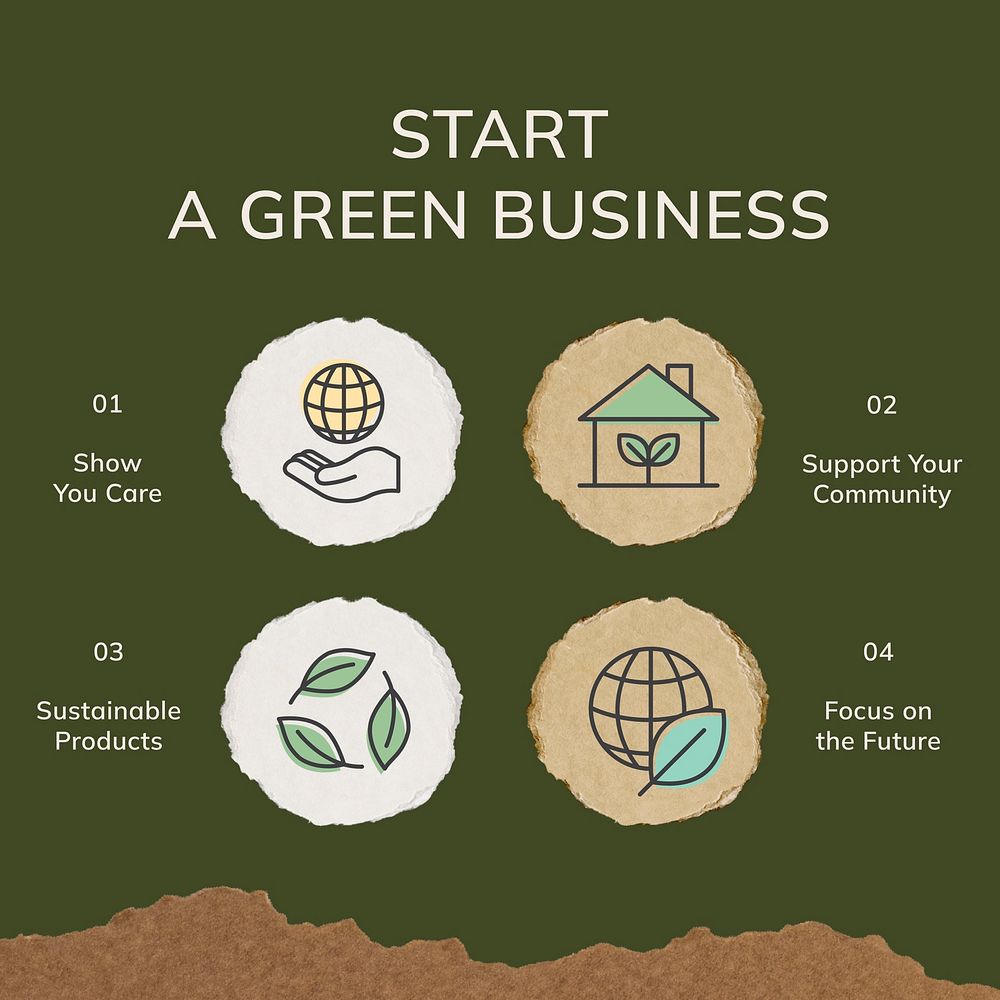 Green business Instagram post template, sustainable strategy vector