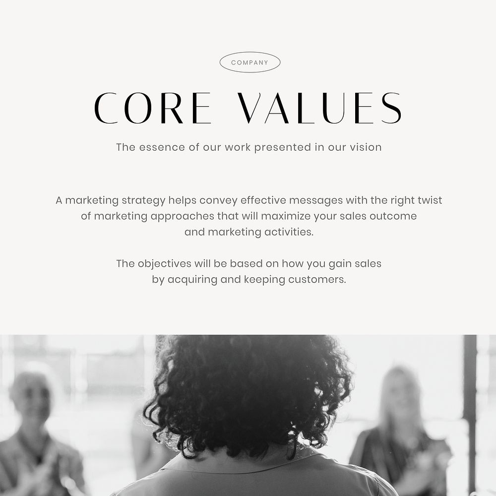 Business values Instagram post template, professional design vector