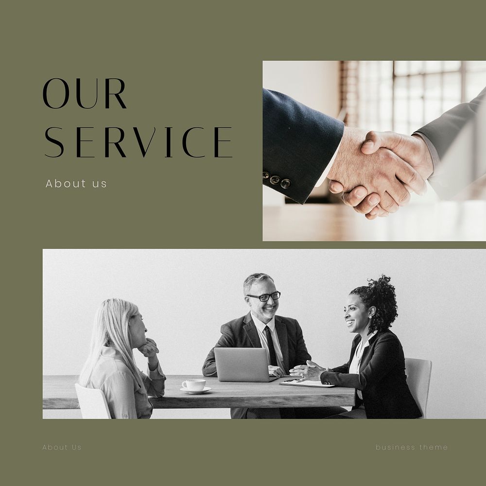 Business service Instagram post template, about us section vector