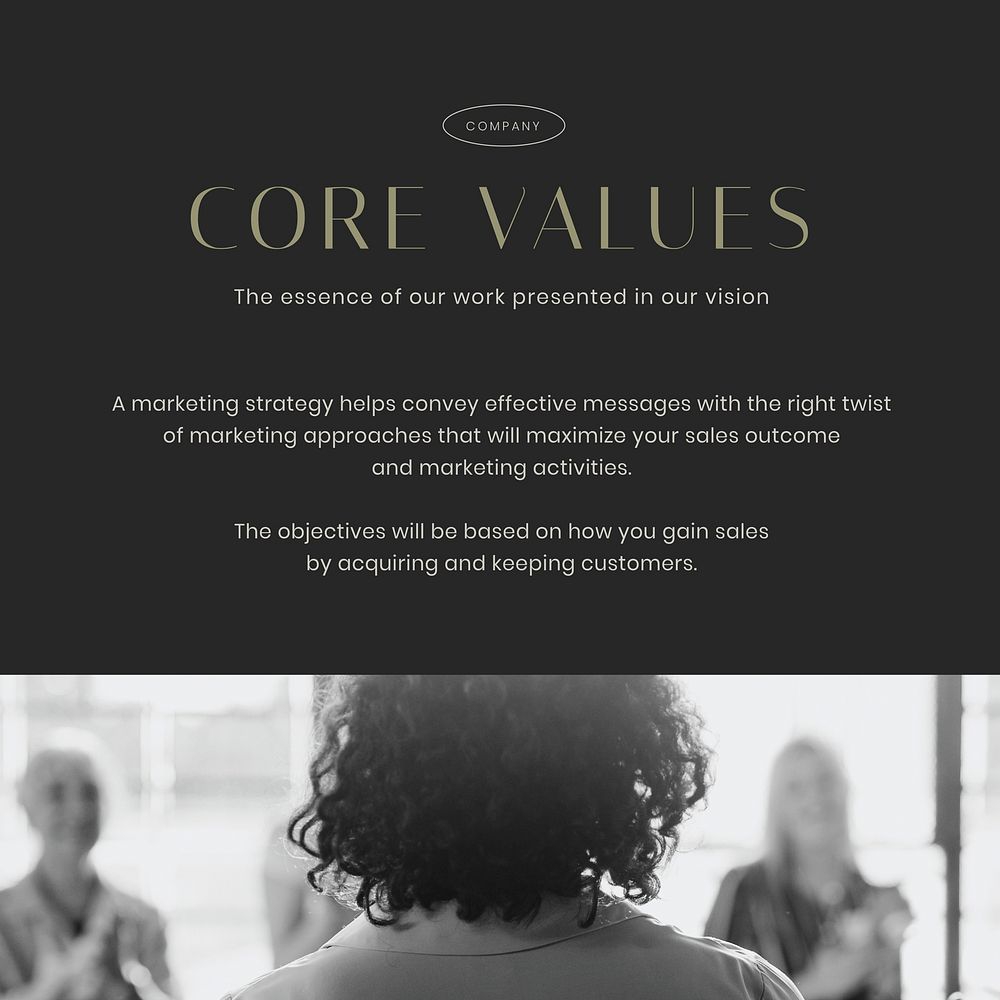 Business values Instagram post template, professional design vector