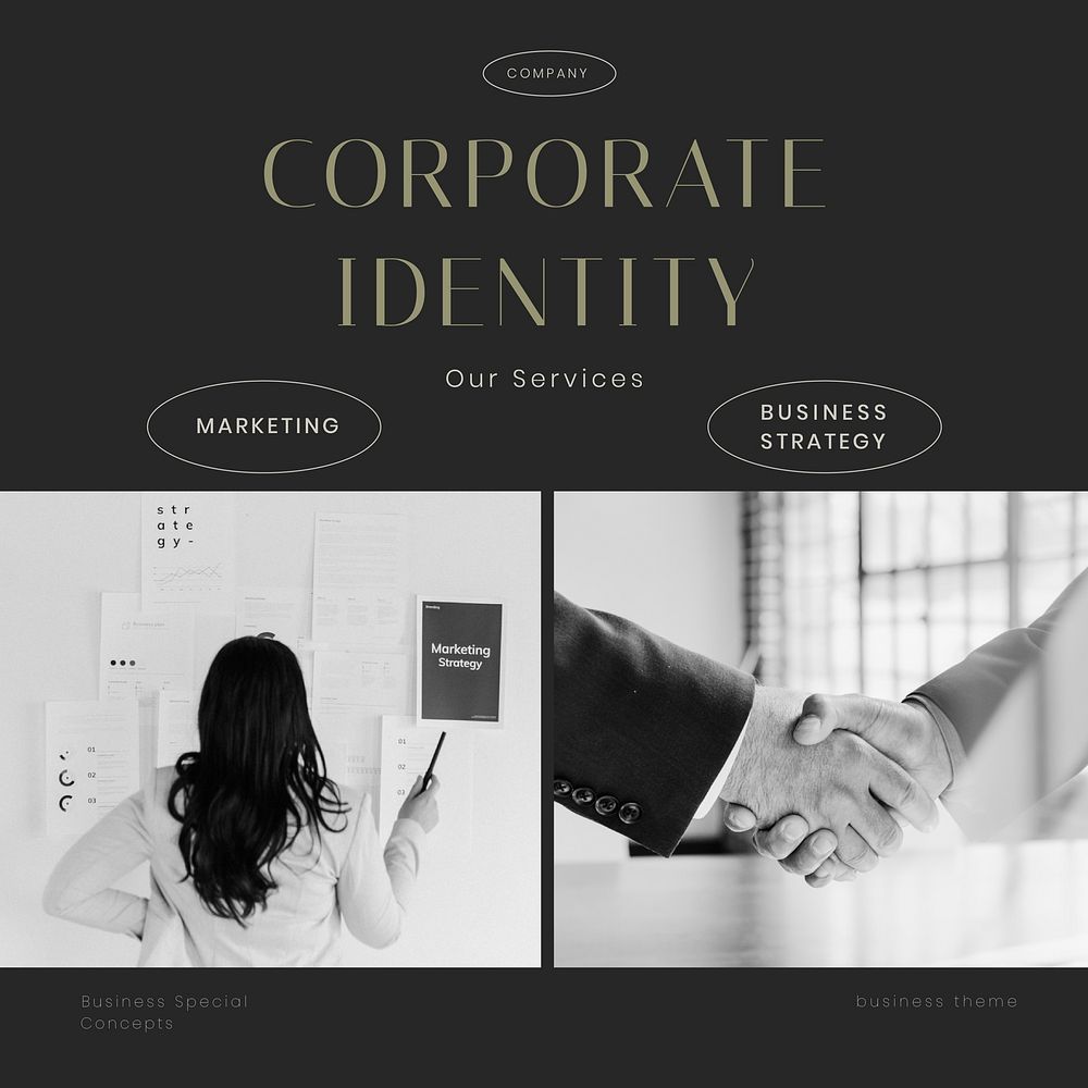 Corporate identity Instagram post template, business branding vector