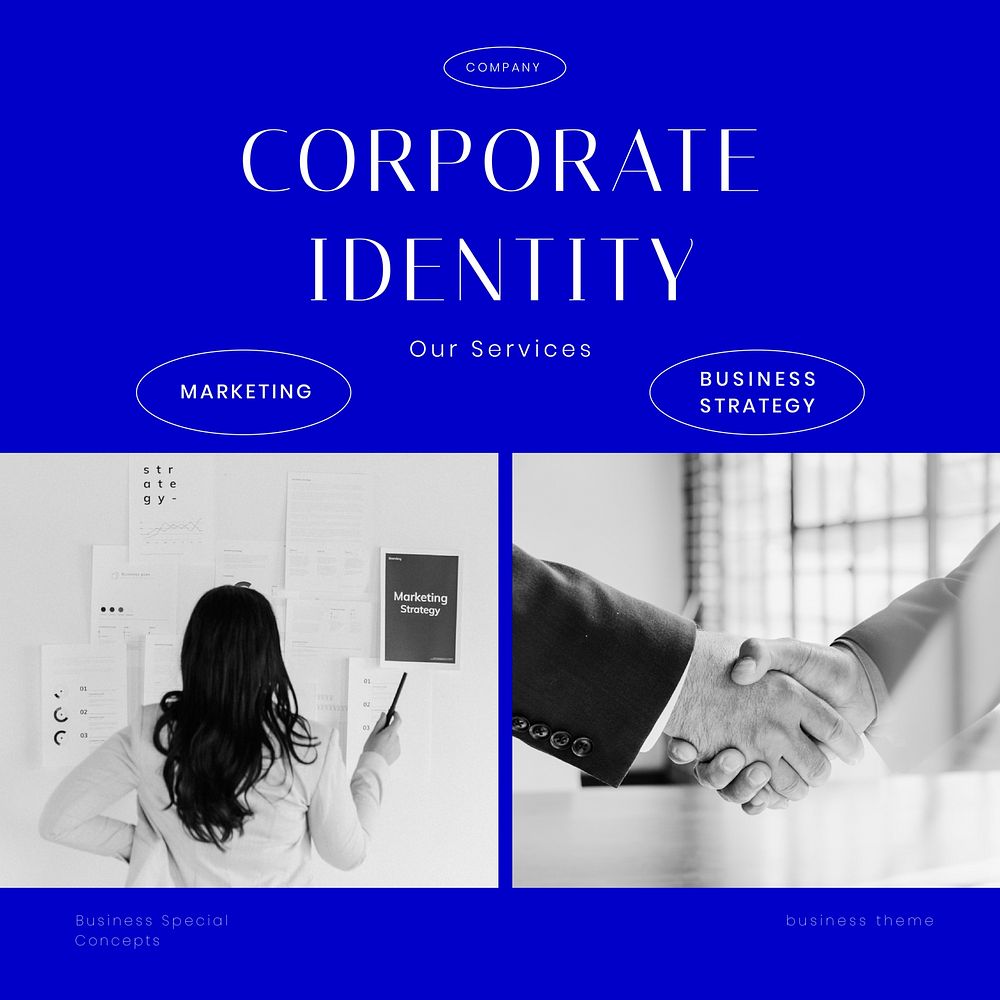 Corporate identity Instagram post template, business branding vector