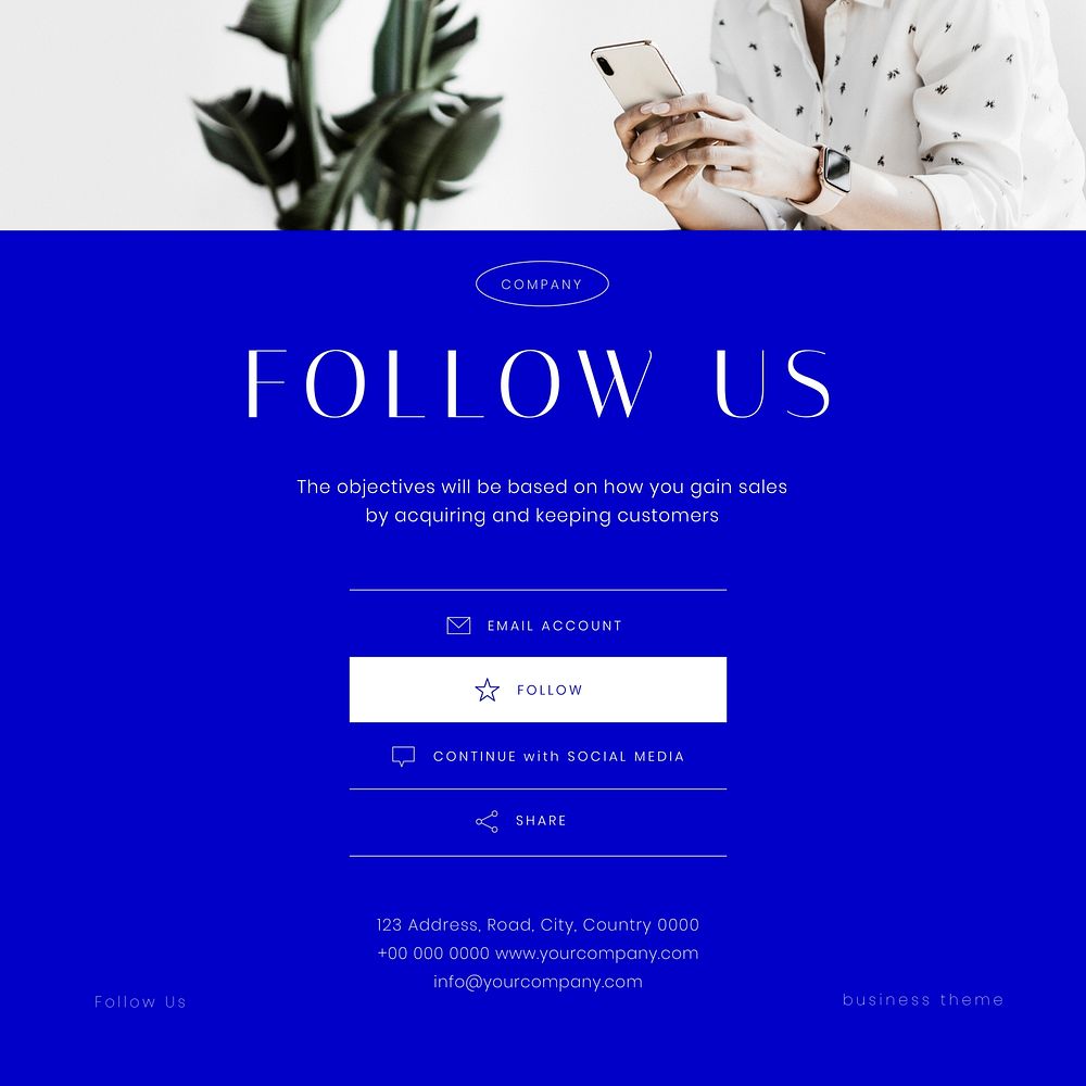 Follow us Instagram post template, business information vector