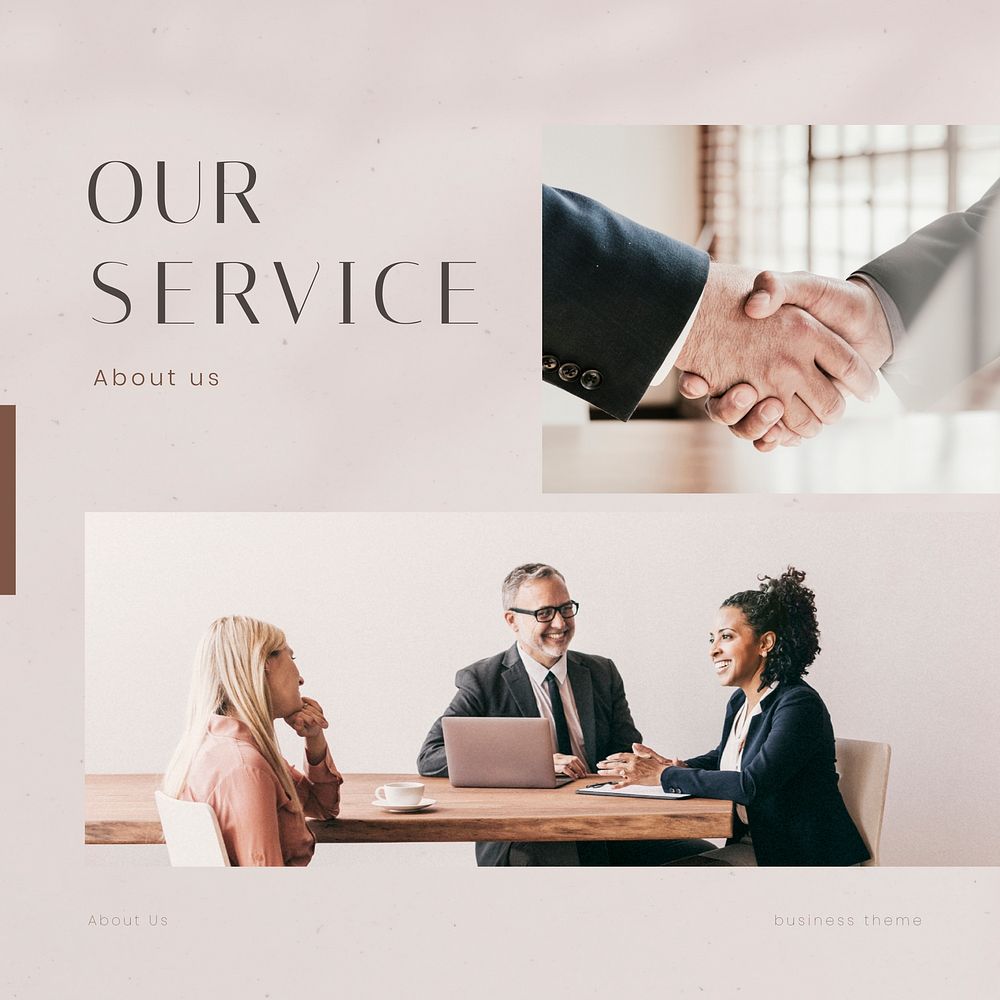 Business service Instagram post template, about us section vector