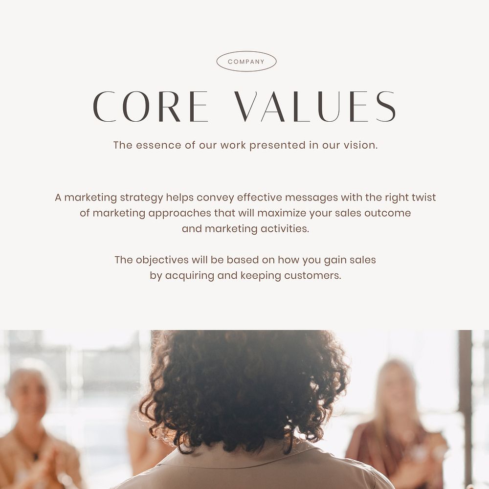 Business values Instagram post template, professional design vector