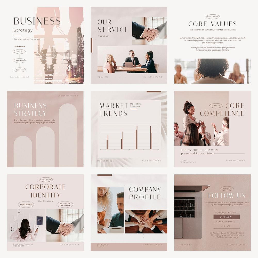 Aesthetic business Instagram post template set psd