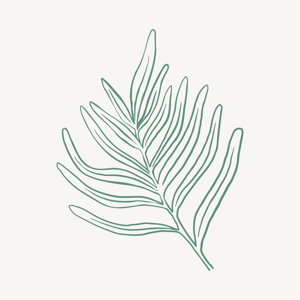 Green leaf line art illustration vector