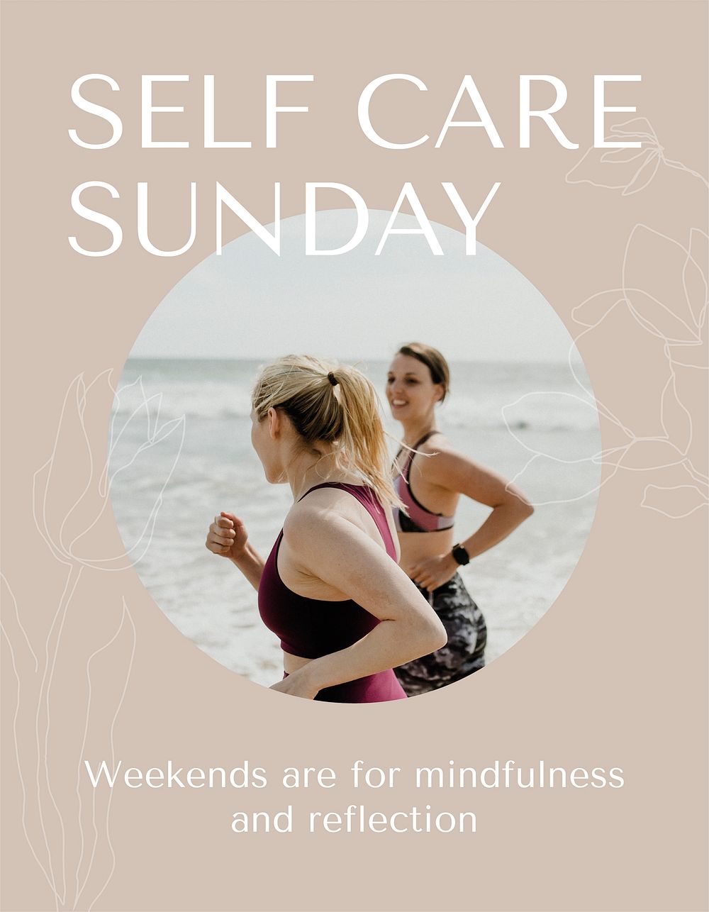 Self care Sunday flyer template, editable design  psd