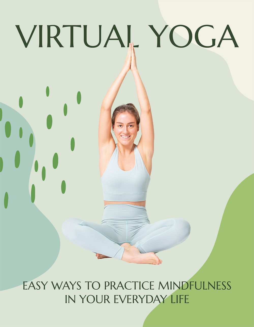 Virtual yoga class flyer template, editable design  psd