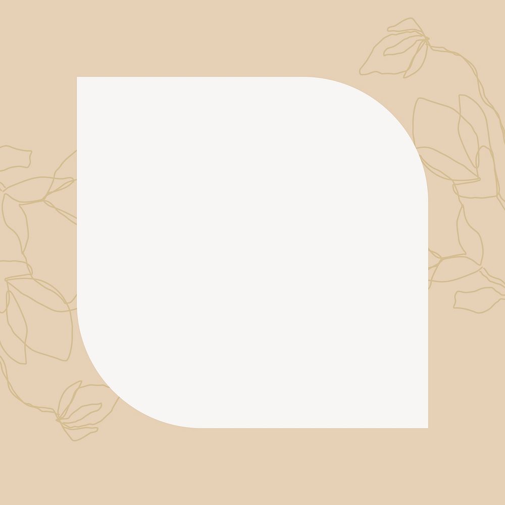 Beige floral frame, design space background vector