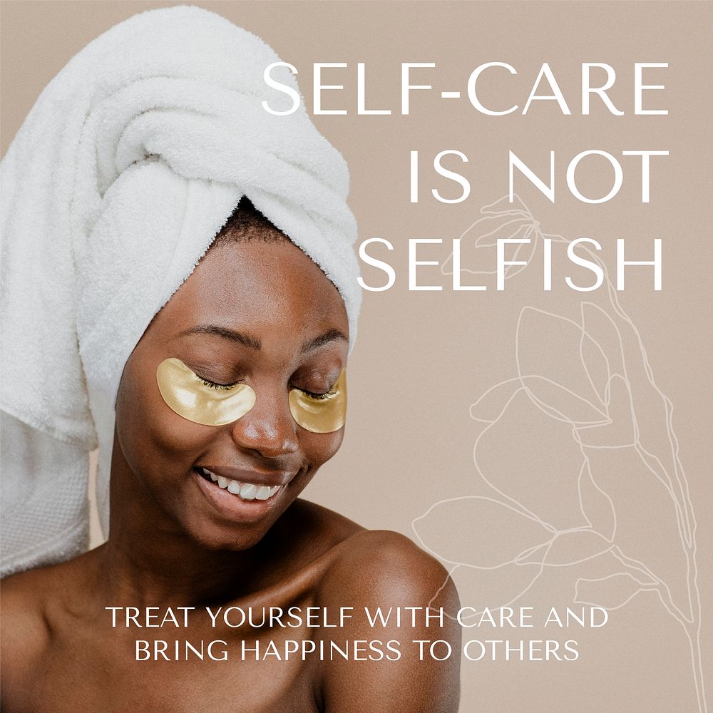 Self-care beauty Instagram ad template, editable social media post  vector