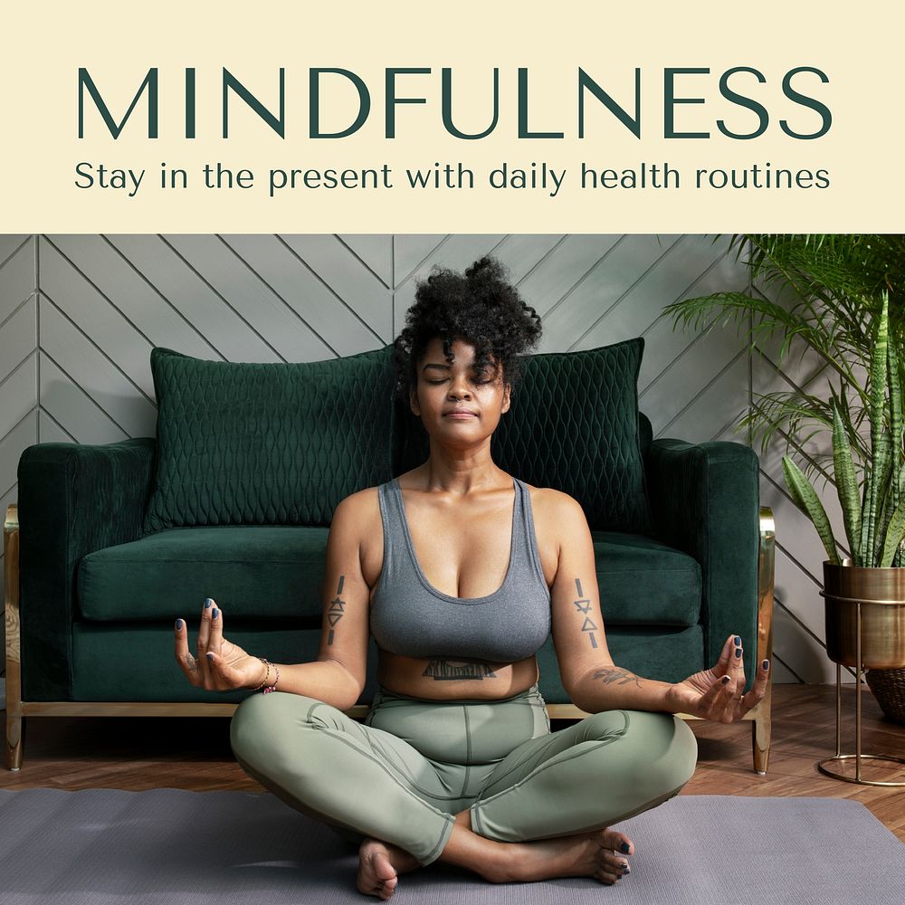 Mindfulness Instagram ad template, editable social media post  vector