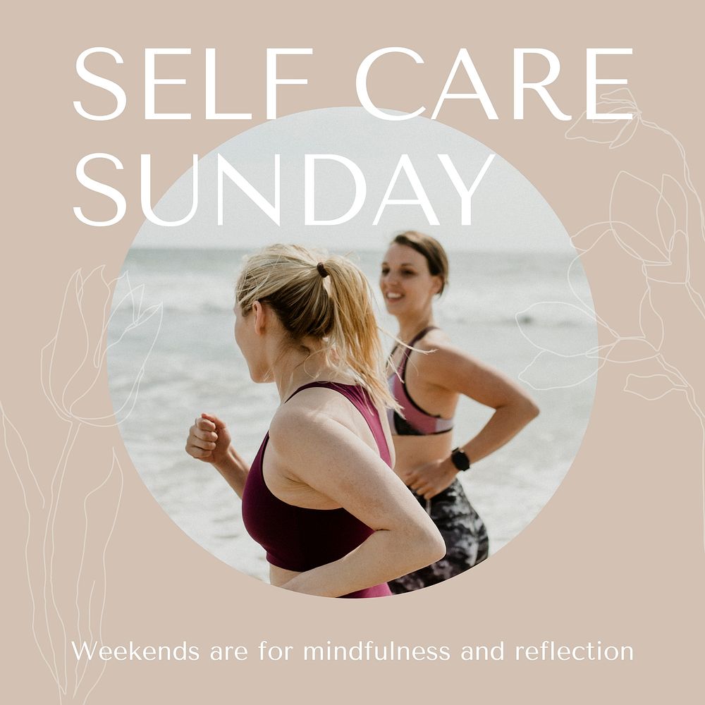 Self-care Sunday Instagram ad template, editable social media post  vector