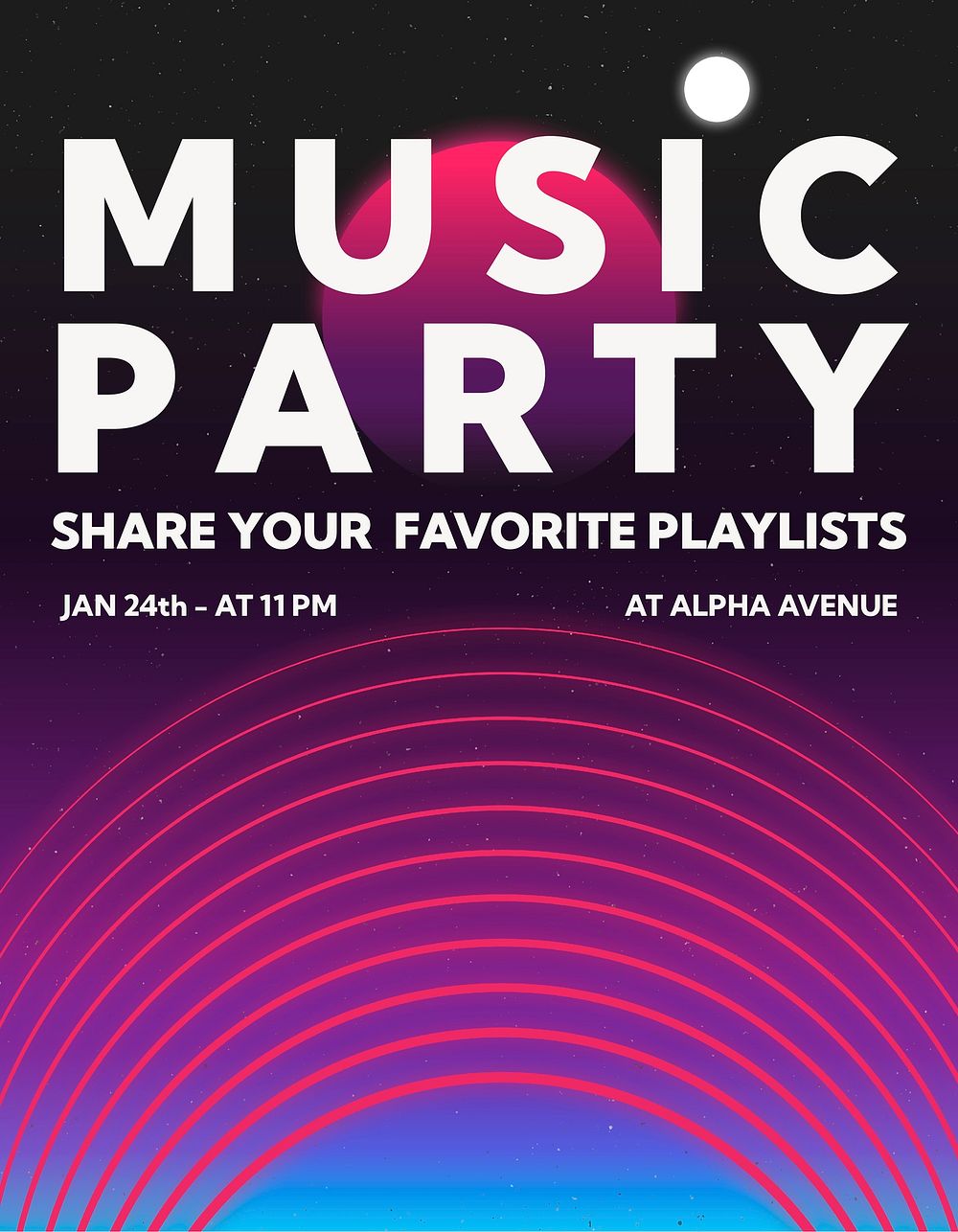 Music party flyer template, entertainment, vector