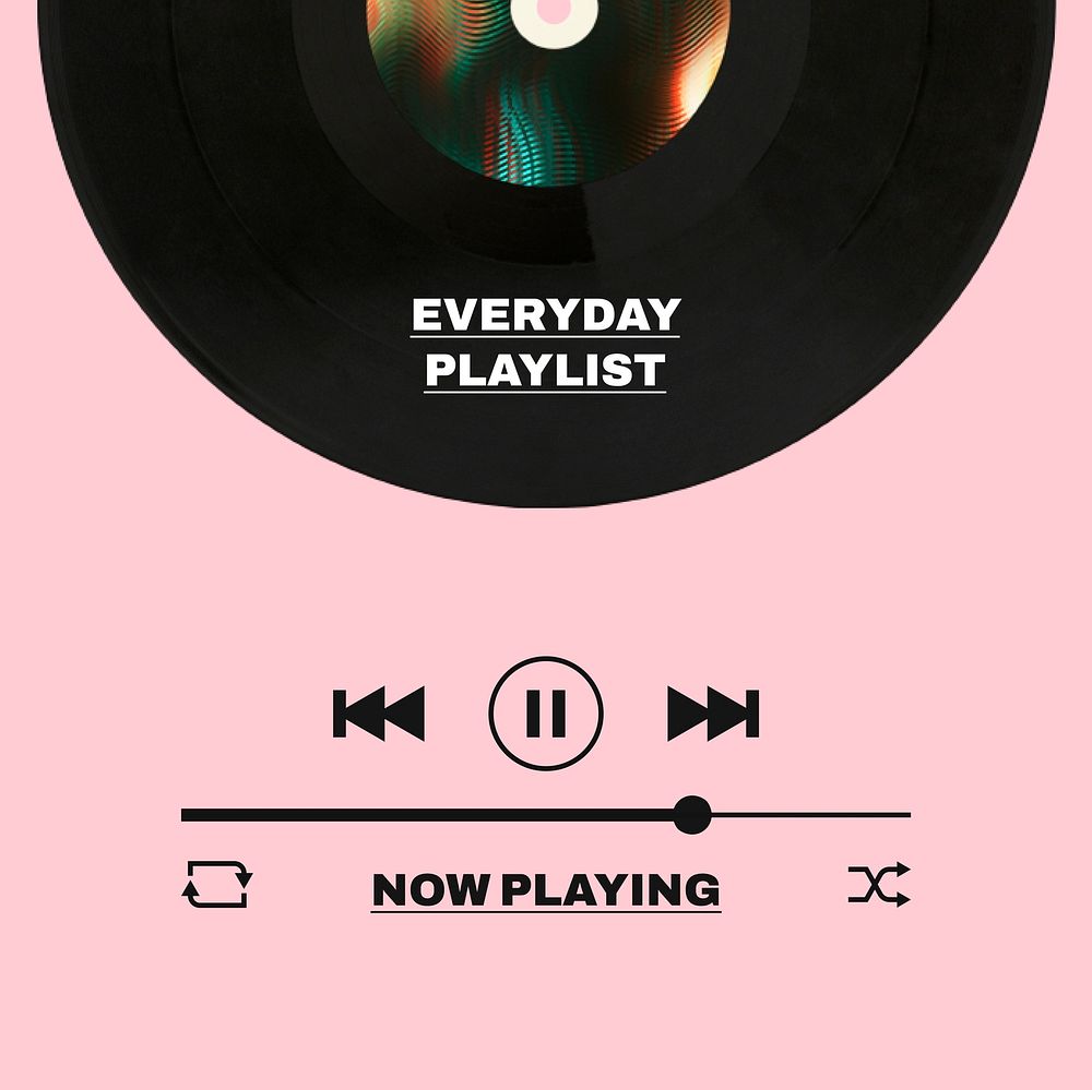 Music player  Instagram post template, vector