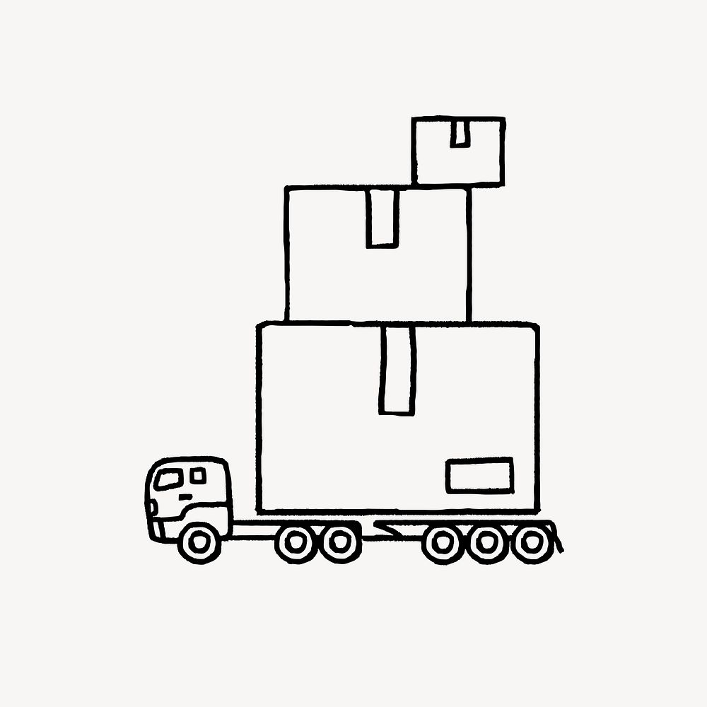 Delivery truck, cute doodle clipart