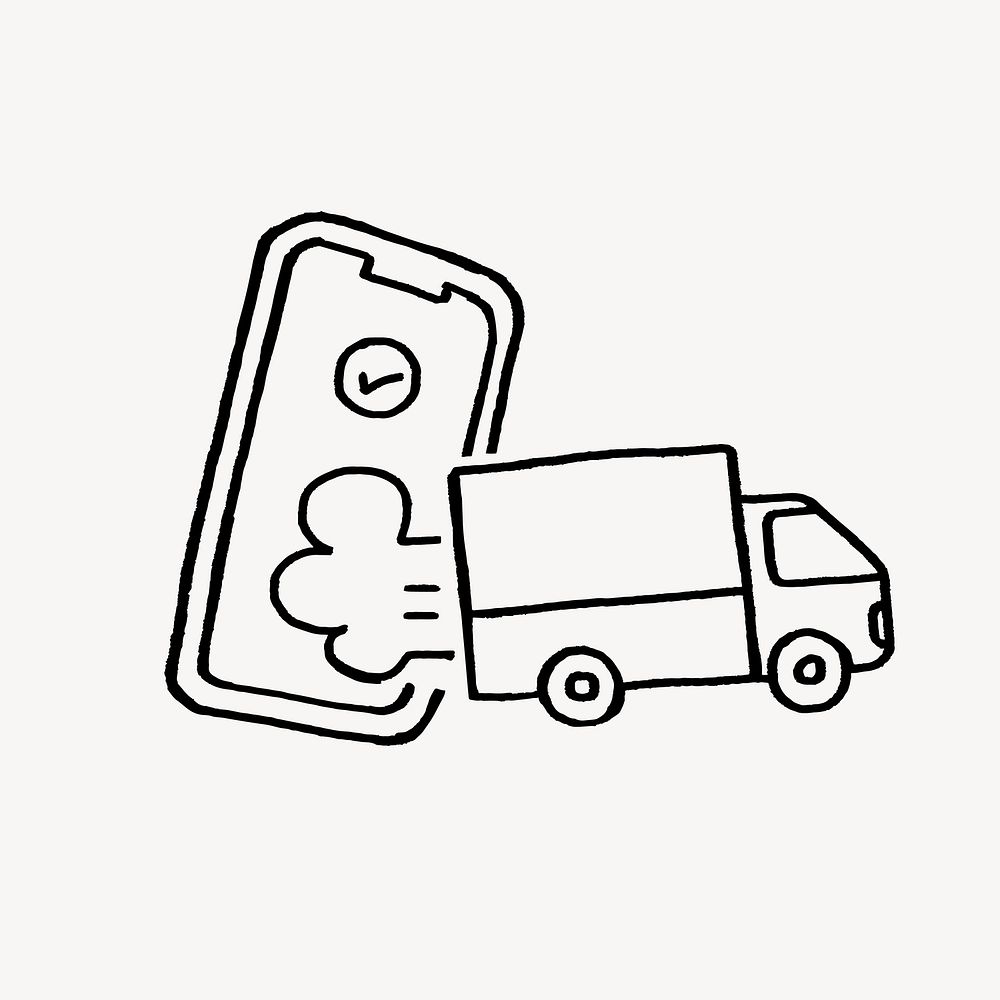 Shipping service, cute doodle clipart