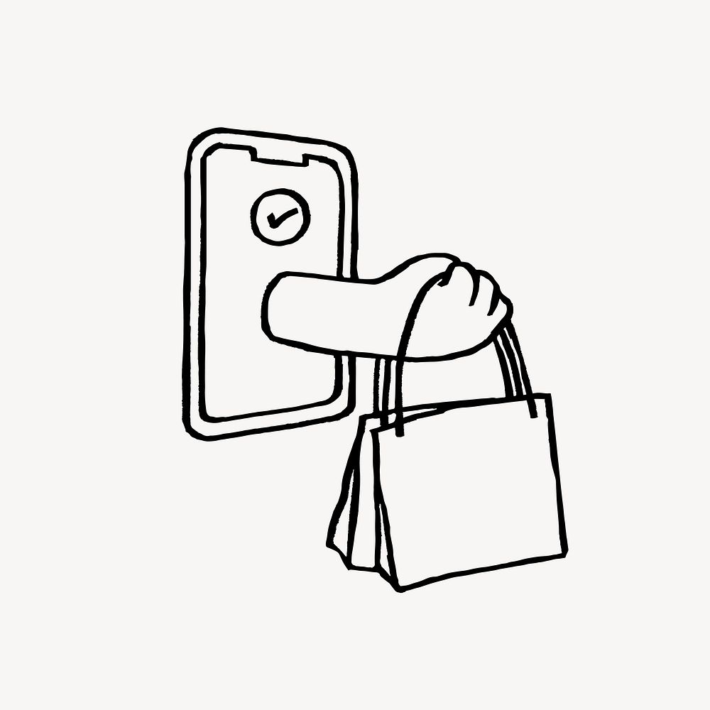 Online shopping, cute doodle clipart