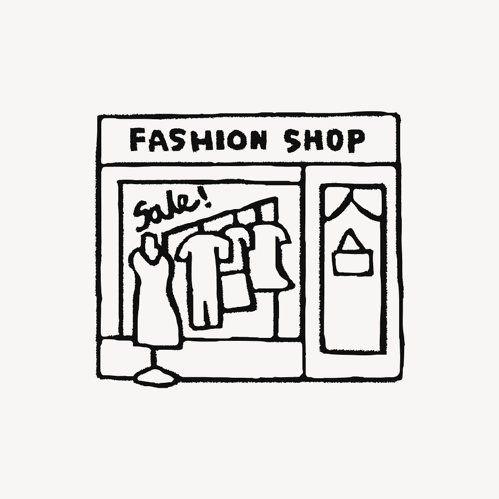 Fashion shop doodle, collage element vector