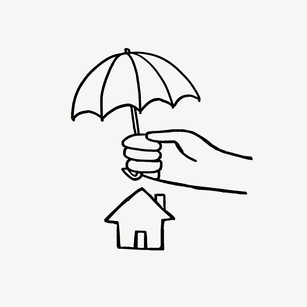 Home insurance, cute doodle clipart