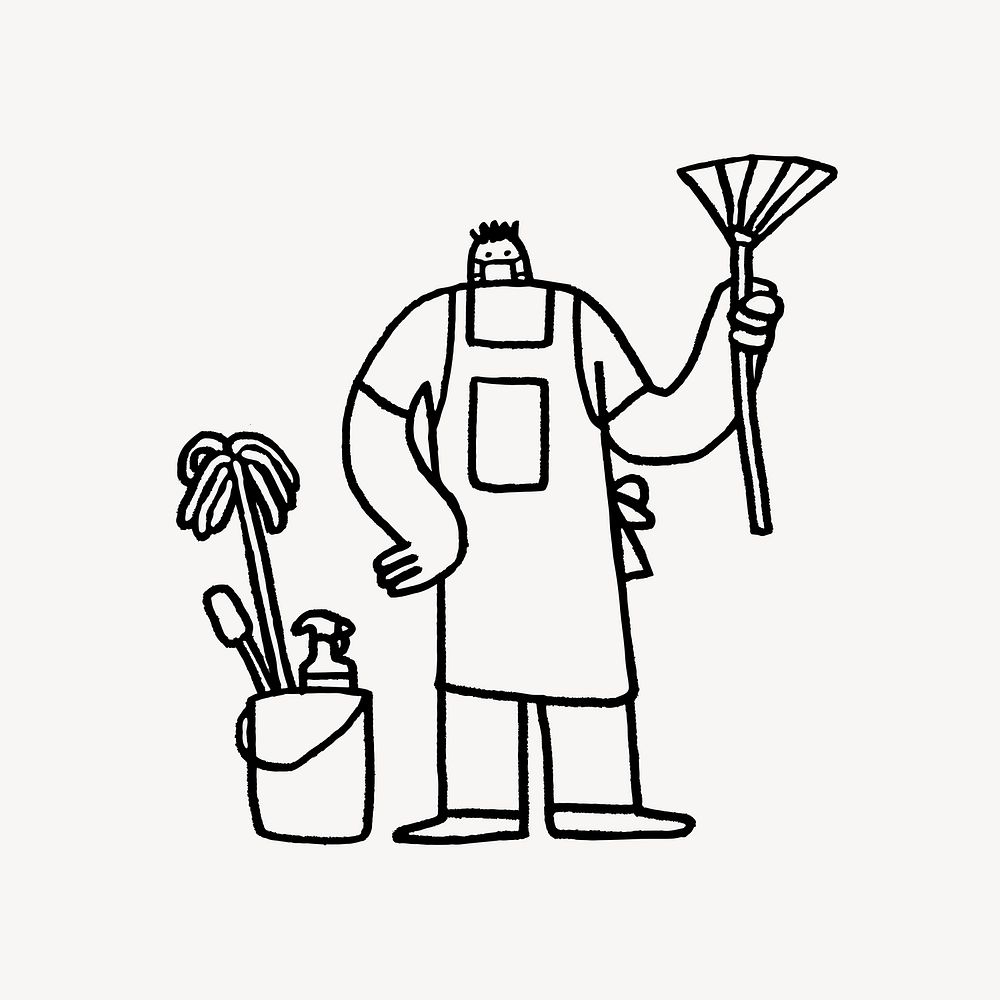 Cleaning service doodle, collage element vector