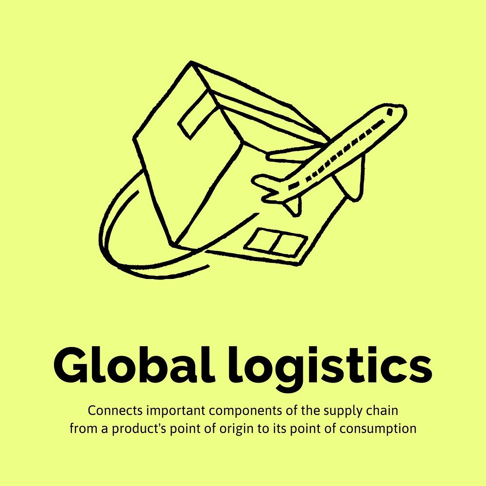 Global logistics Facebook post template, cute doodle vector