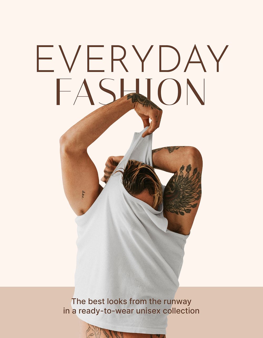 Men's fashion flyer editable template, beige design vector