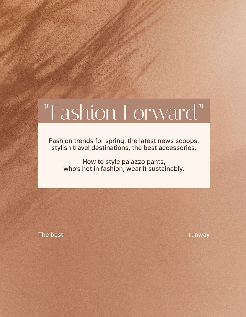 Fashion forward flyer editable template, shadow aesthetic vector