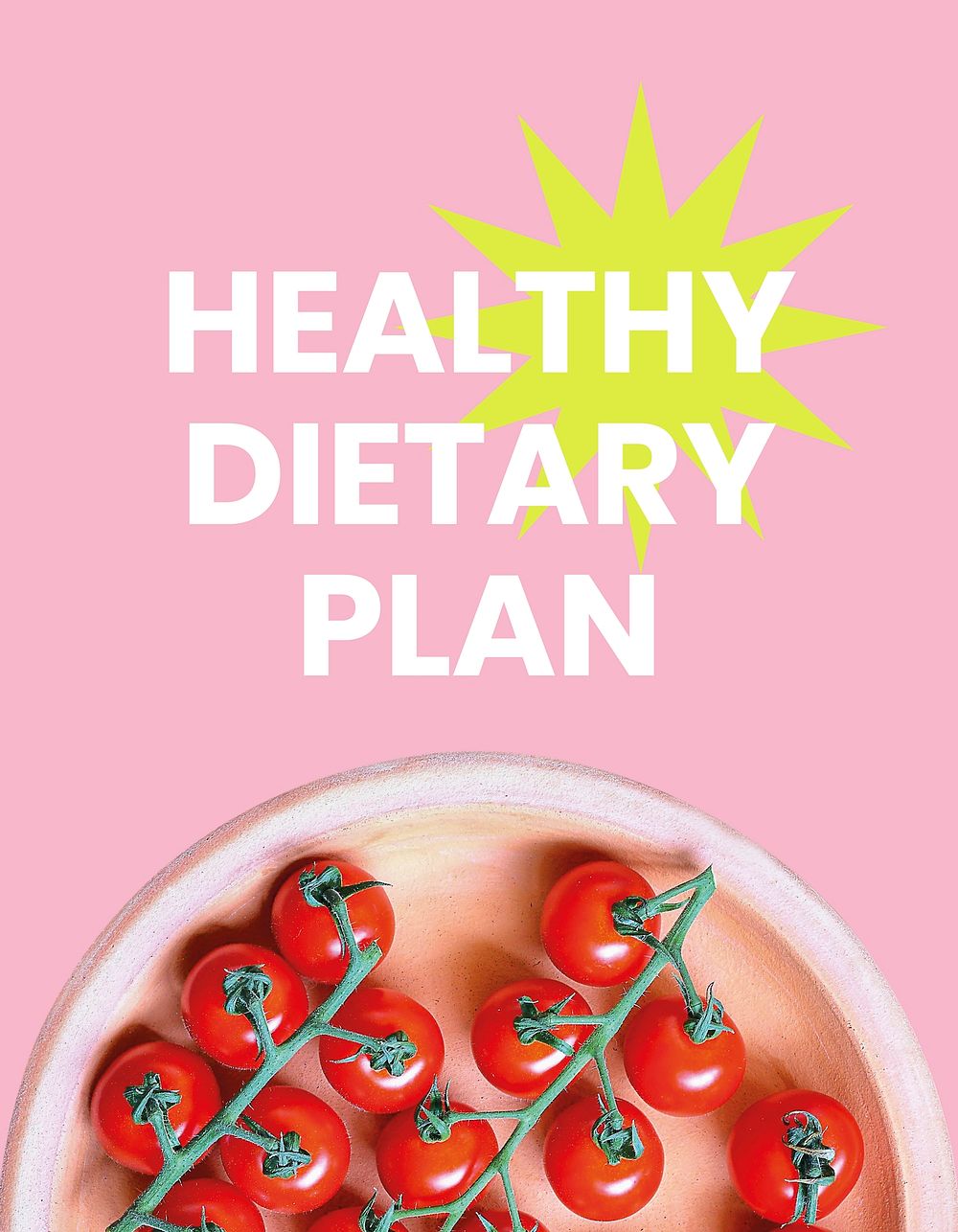 Healthy dietary flyer editable template, pink design vector
