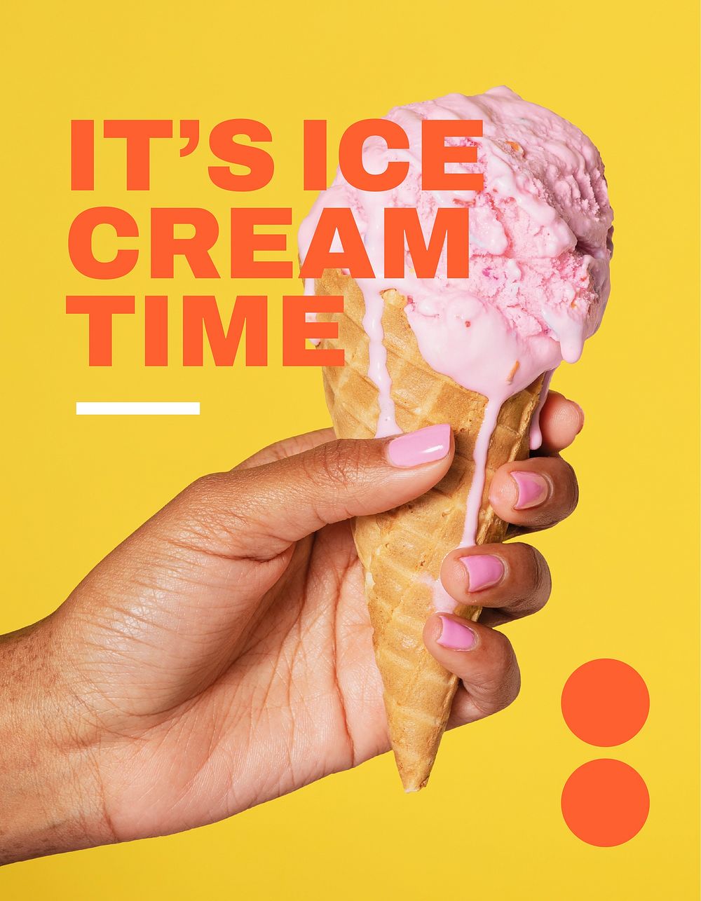Melting ice-cream flyer editable template, yellow design psd
