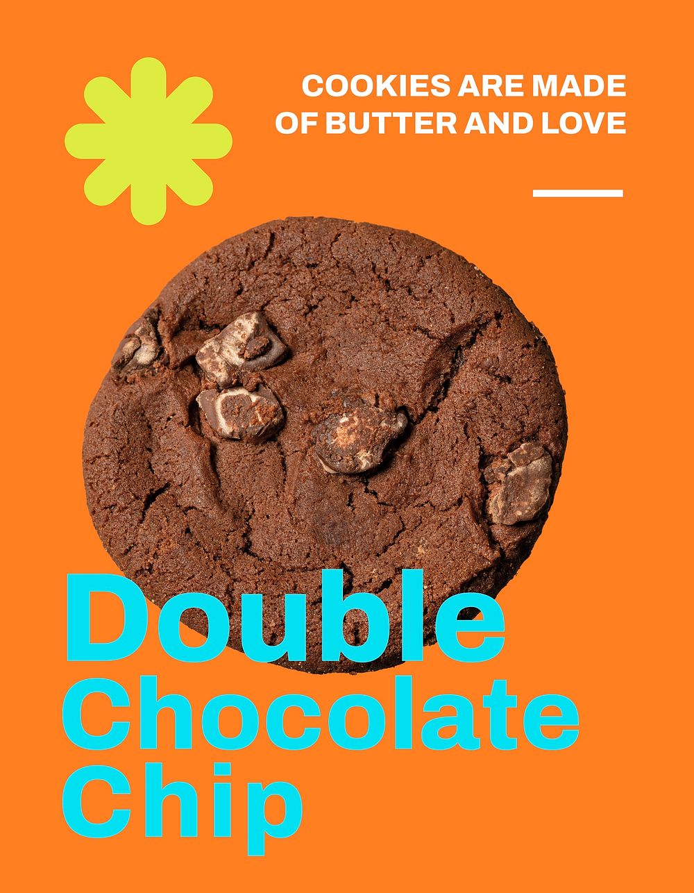 Chocolate cookie flyer editable template, dessert quote vector