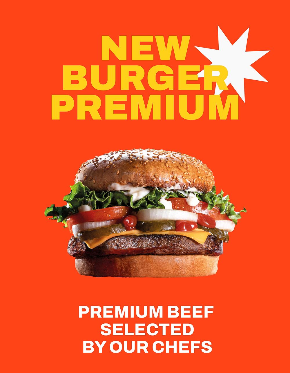 Burger restaurant flyer editable template, food branding vector