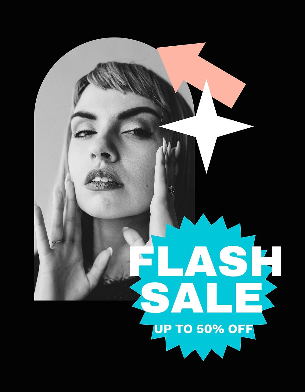 Flash sale flyer editable template, fashion, shopping ad vector