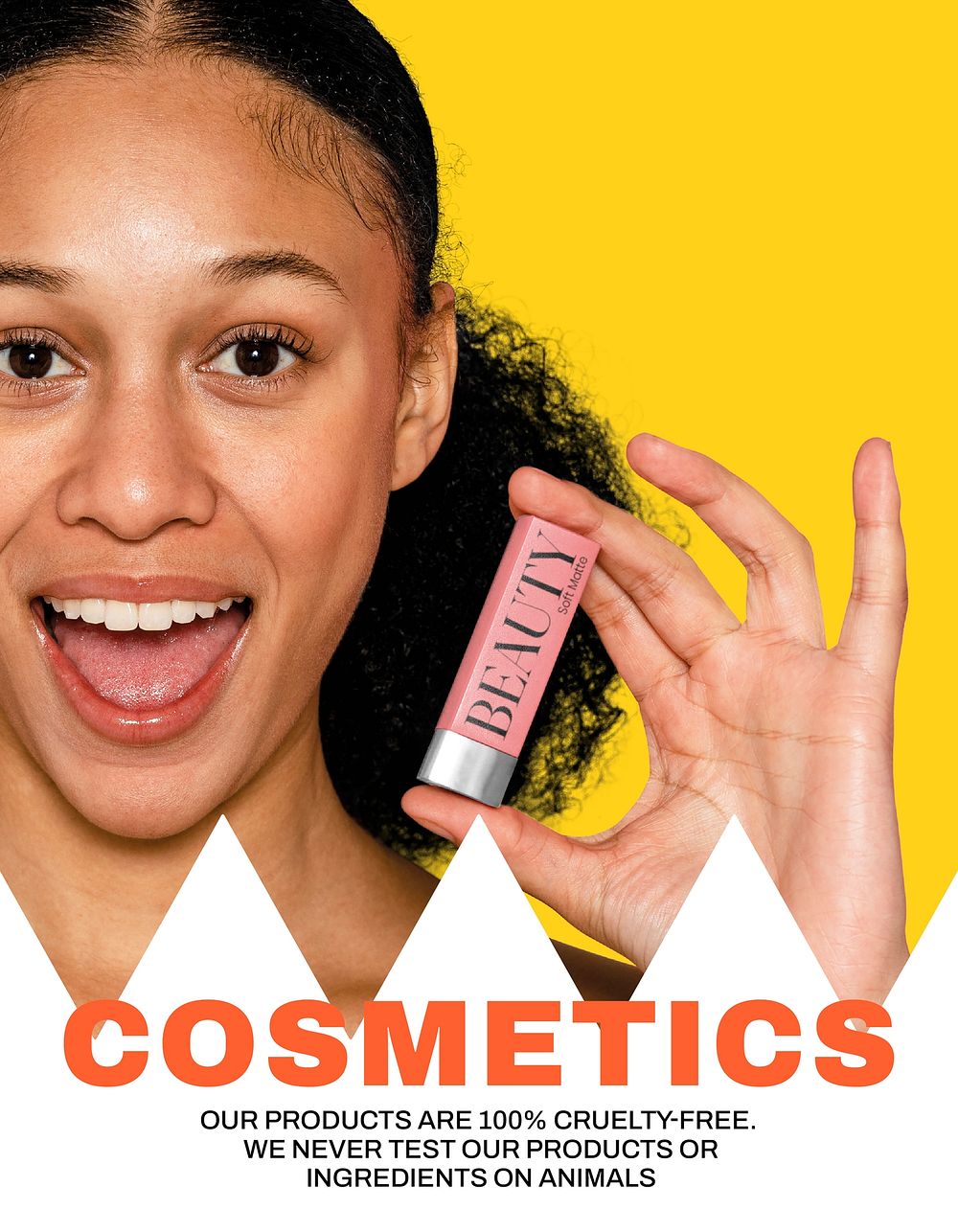 Cruelty-free cosmetics flyer editable template, beauty ad vector