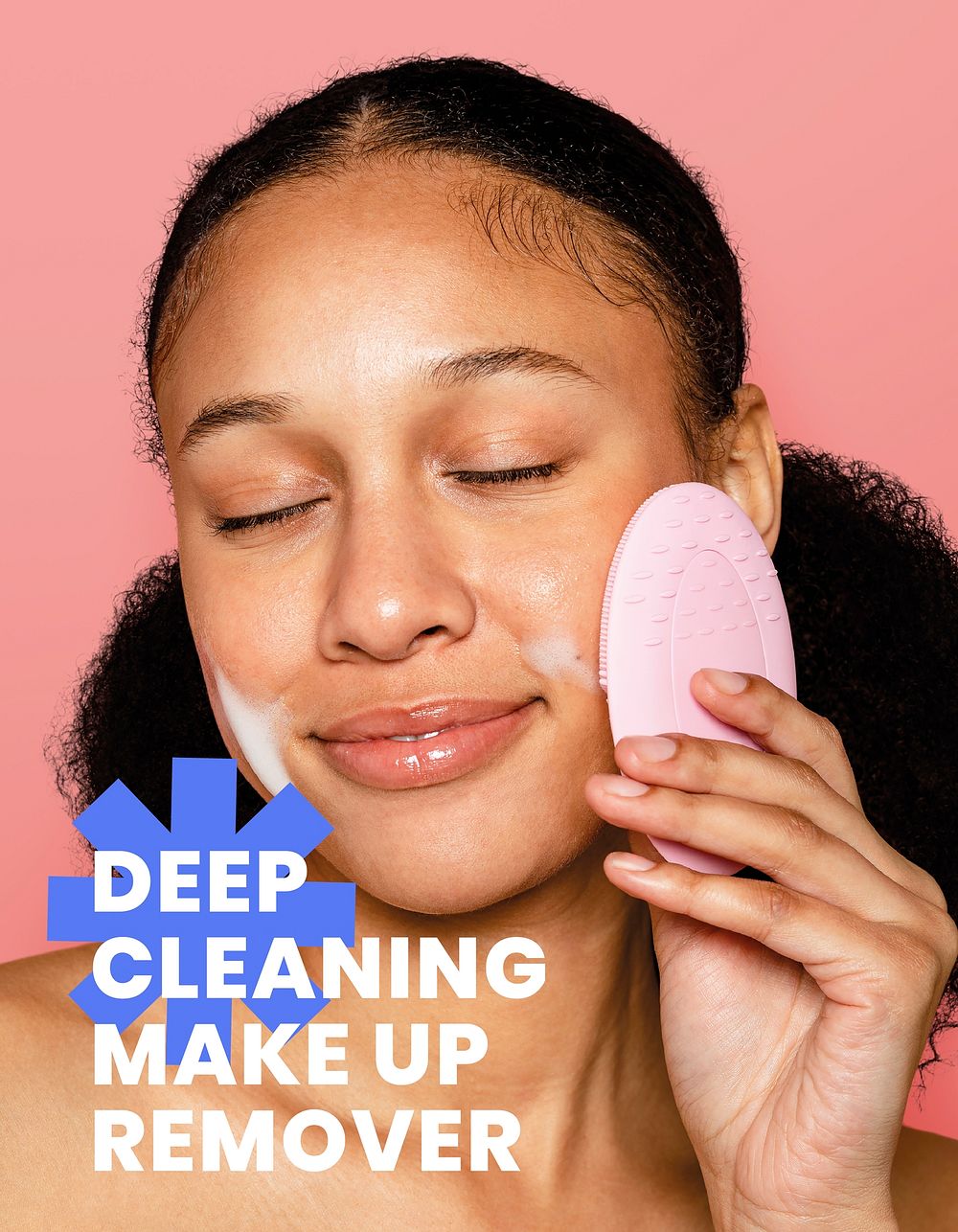 Deep cleansing flyer editable template, beauty ad vector