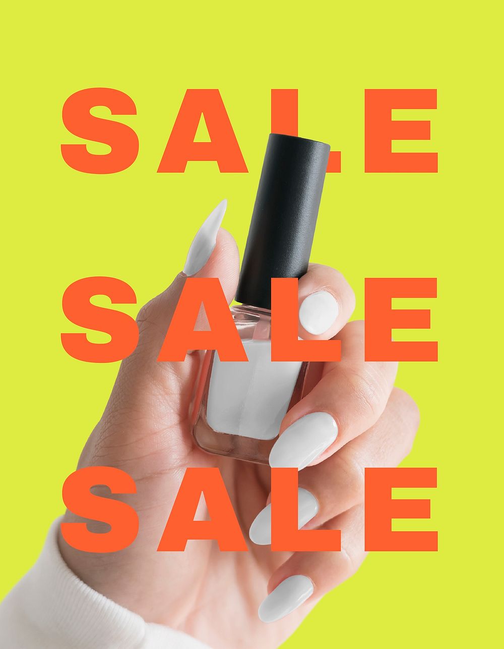 Beauty sale flyer editable template, nail polish photo vector