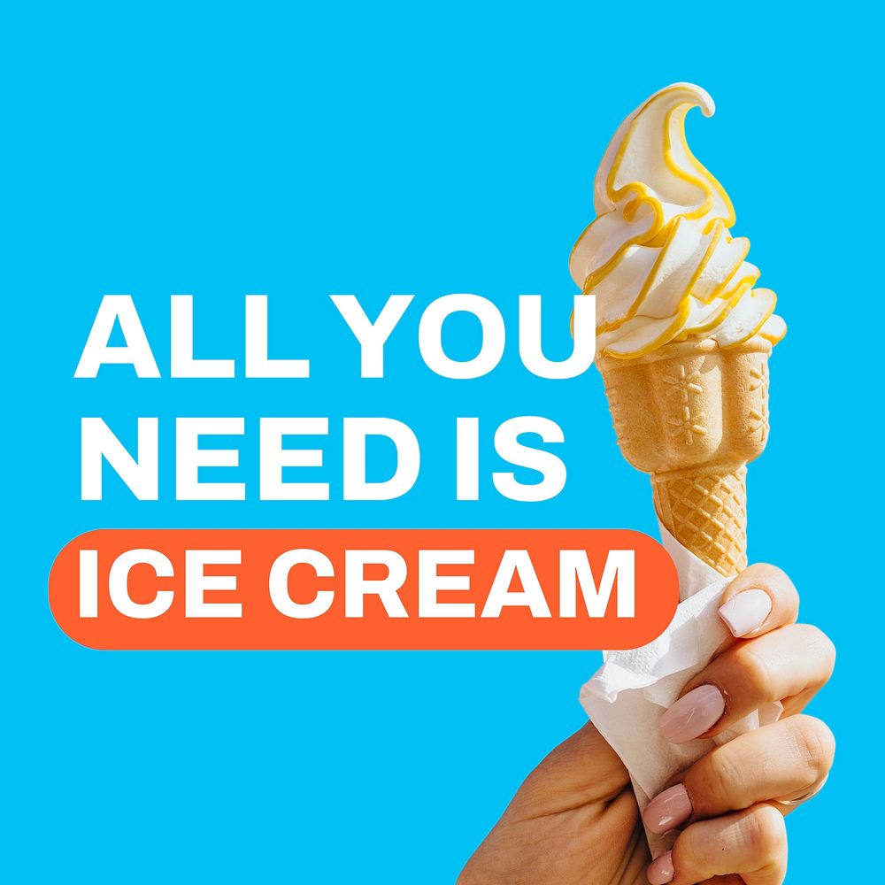 Soft serve Instagram post template, food quote vector