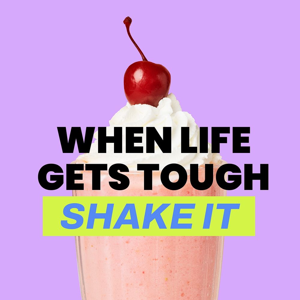 Milkshake aesthetic Instagram post template, motivational quote vector