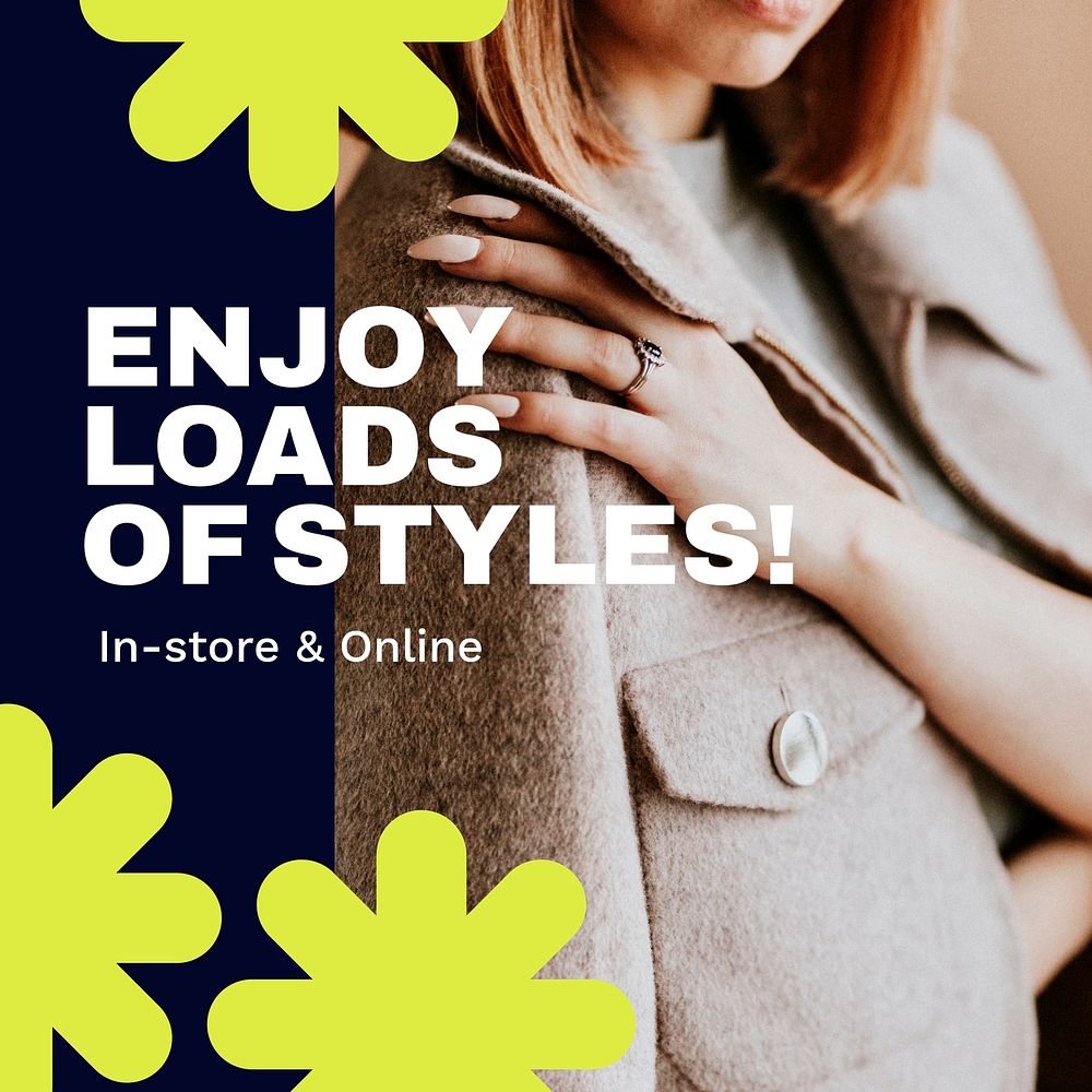 Fashion memphis Instagram post template, shopping ad vector