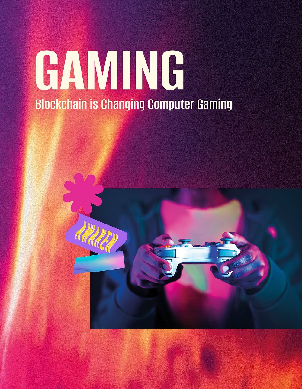 Gaming aesthetic flyer editable template, cute memphis design psd