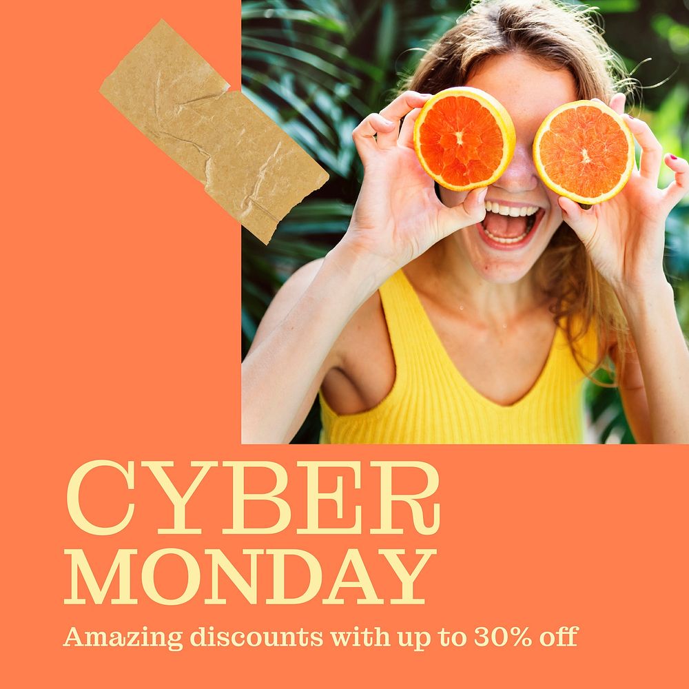 Summer aesthetic Instagram post template, cyber Monday ad vector