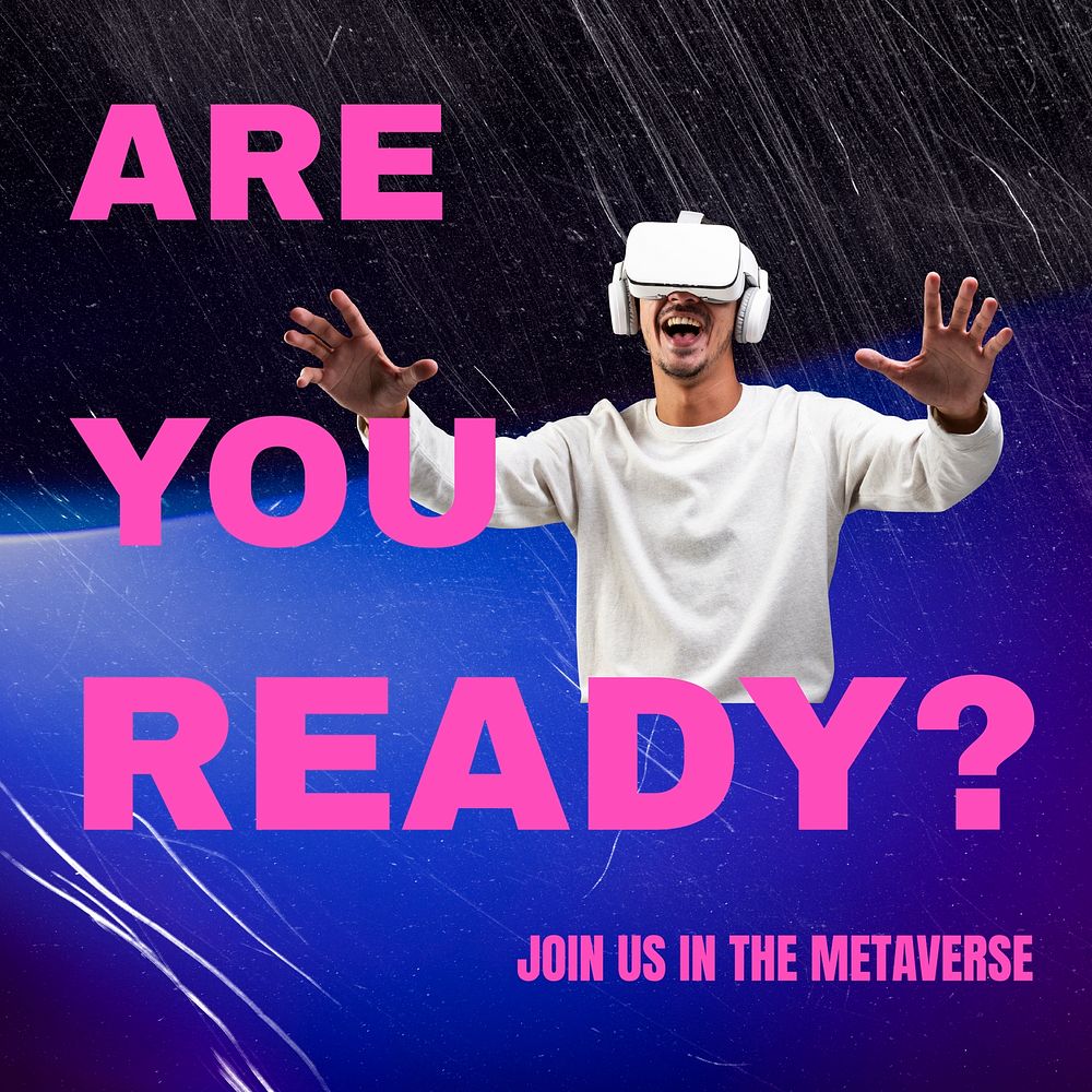 VR Metaverse Instagram post template, technology ad vector