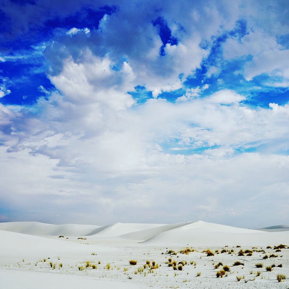 Sunny sky in the desert of White Sands National Monument. Original public domain image from Wikimedia Commons