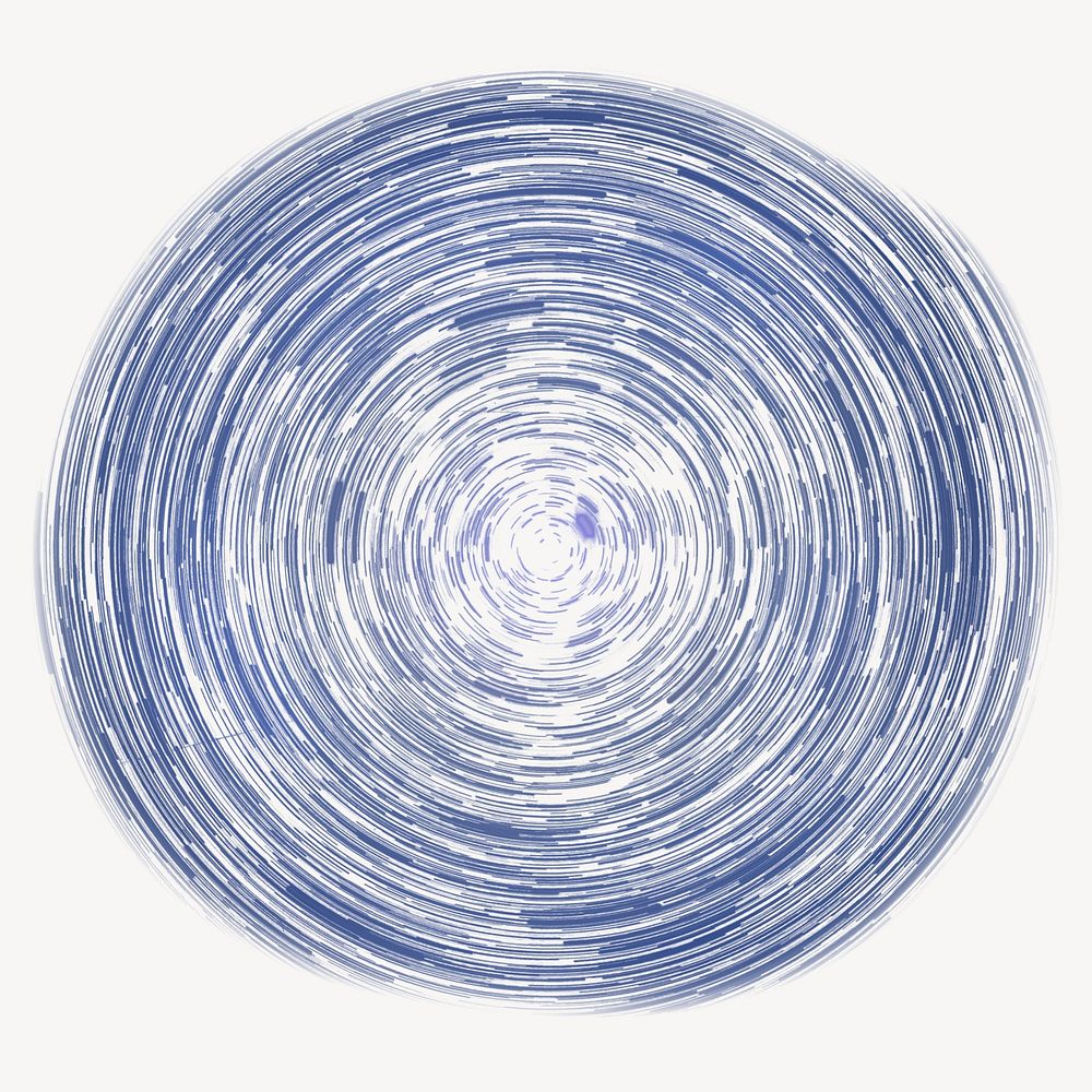 Blue spiral sticker, circle isolated image psd