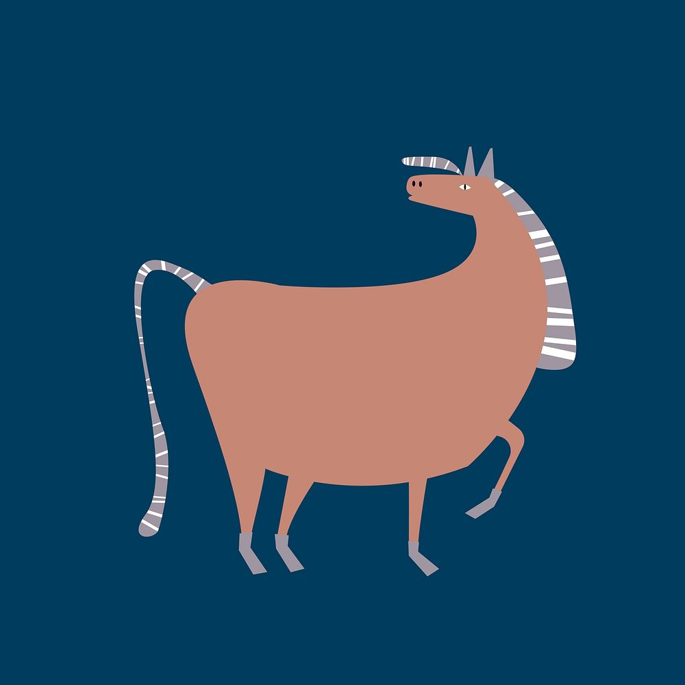 Cute horse animal graphic on blue background 