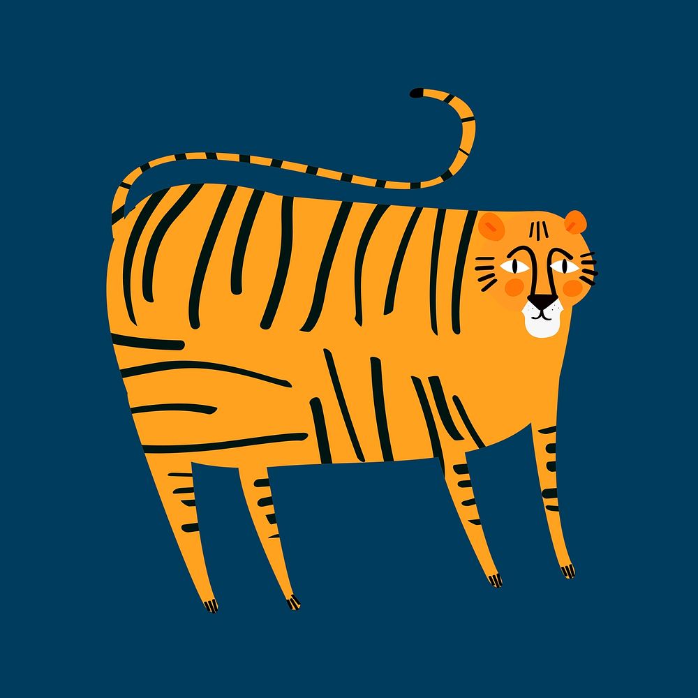 Cute tiger animal graphic on blue background